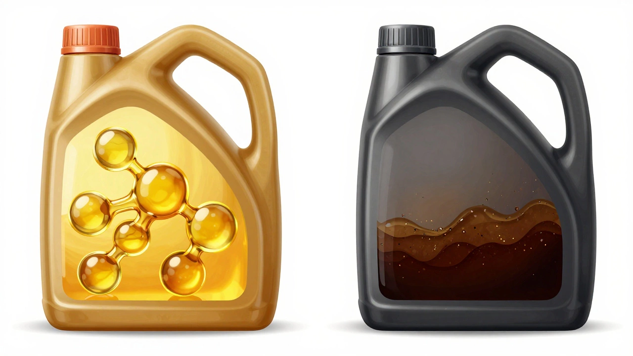 Illustration showing fresh oil versus degraded sludge and separation