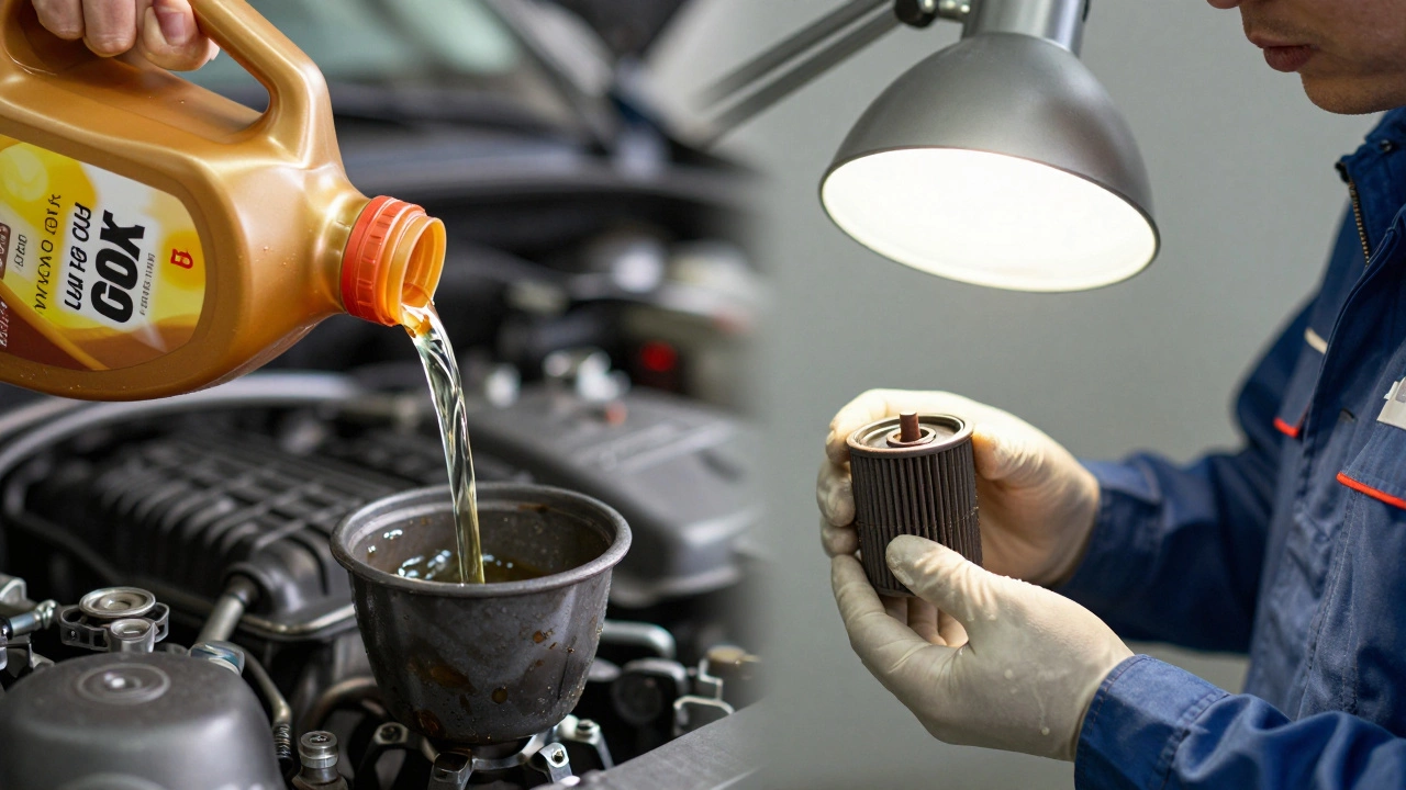 Comparison of fresh oil pouring vs dirty oil inspection