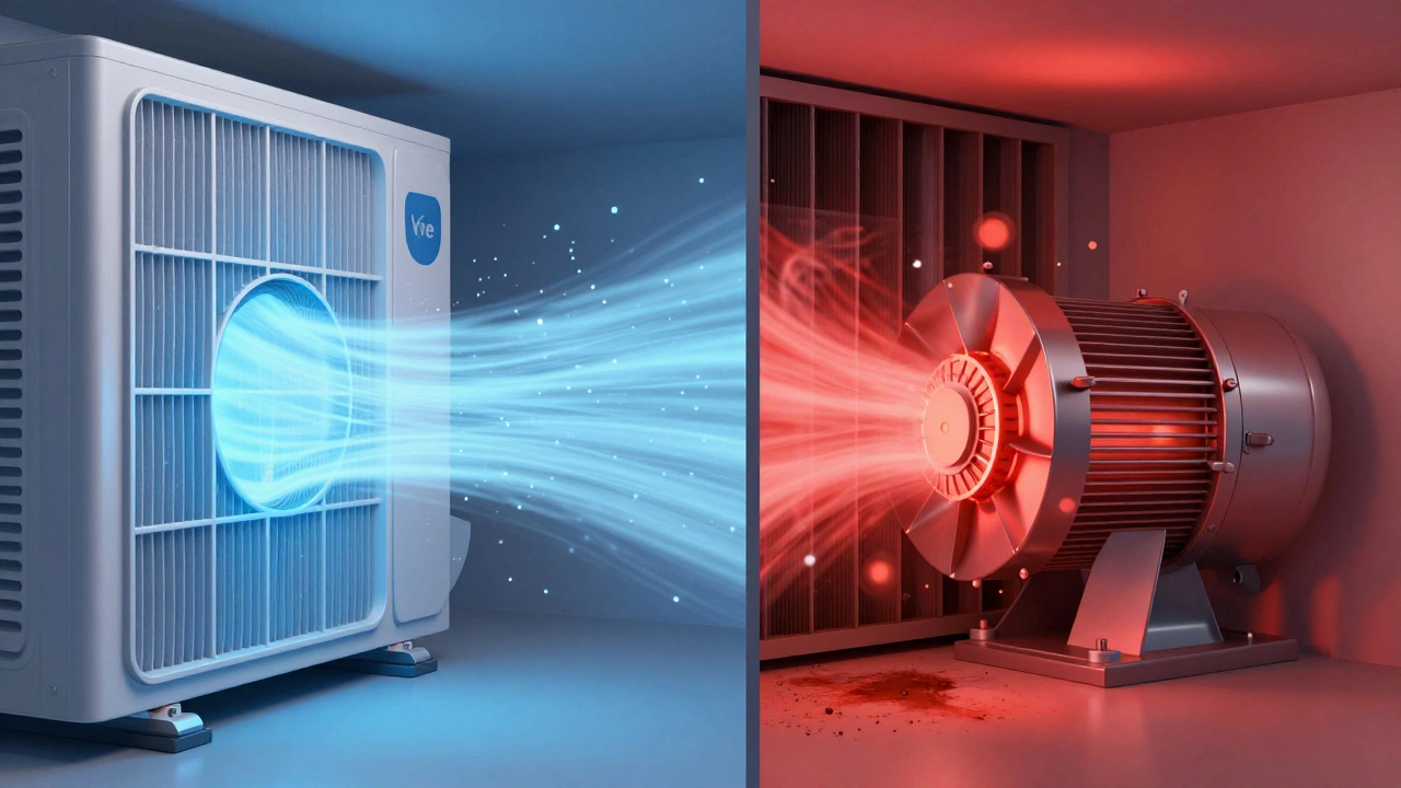 Diagram comparing airflow through clean vs dirty AC filters