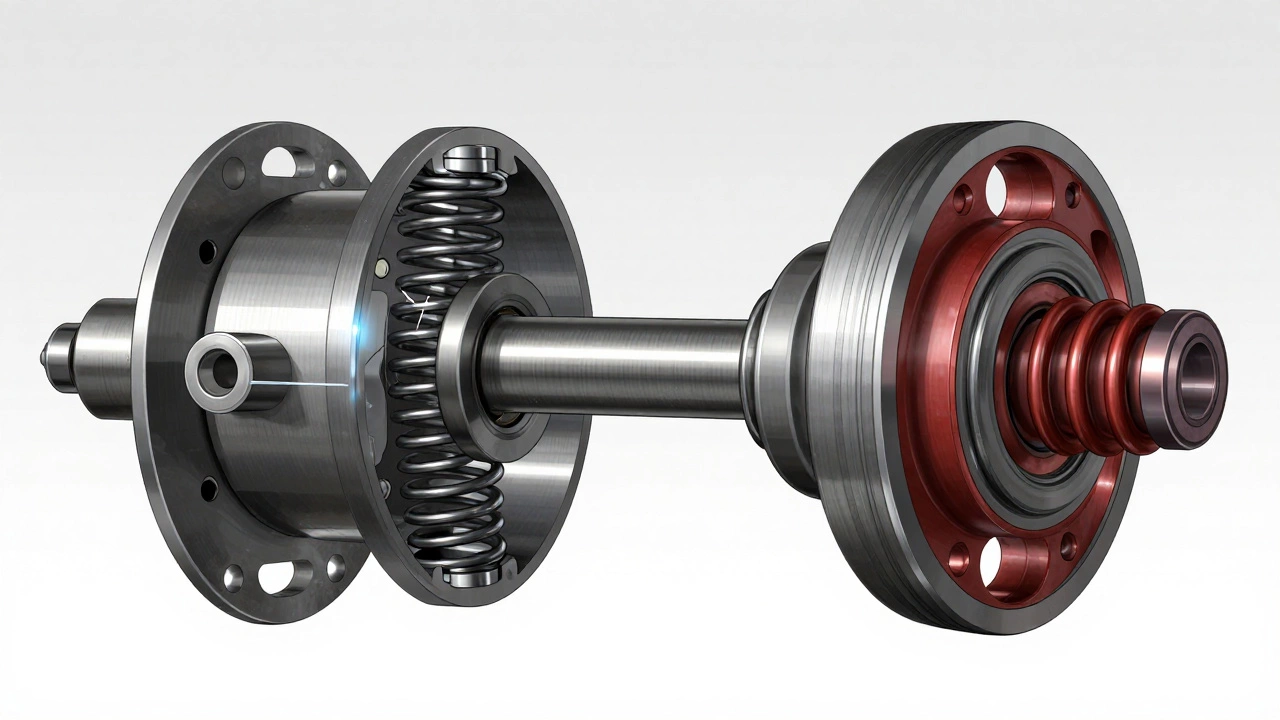 Cutaway view showing internal springs of dual mass flywheel