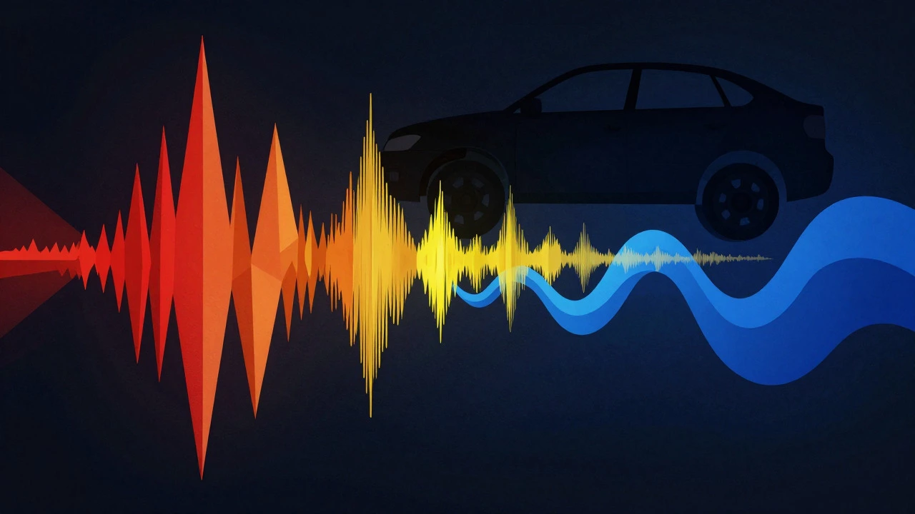 Abstract illustration of sound waves representing different suspension noises