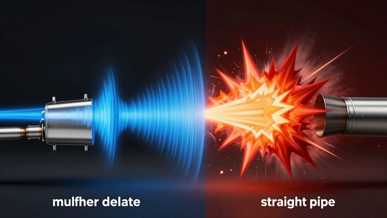 Visual comparison of muffler delete vs straight pipe sound waves